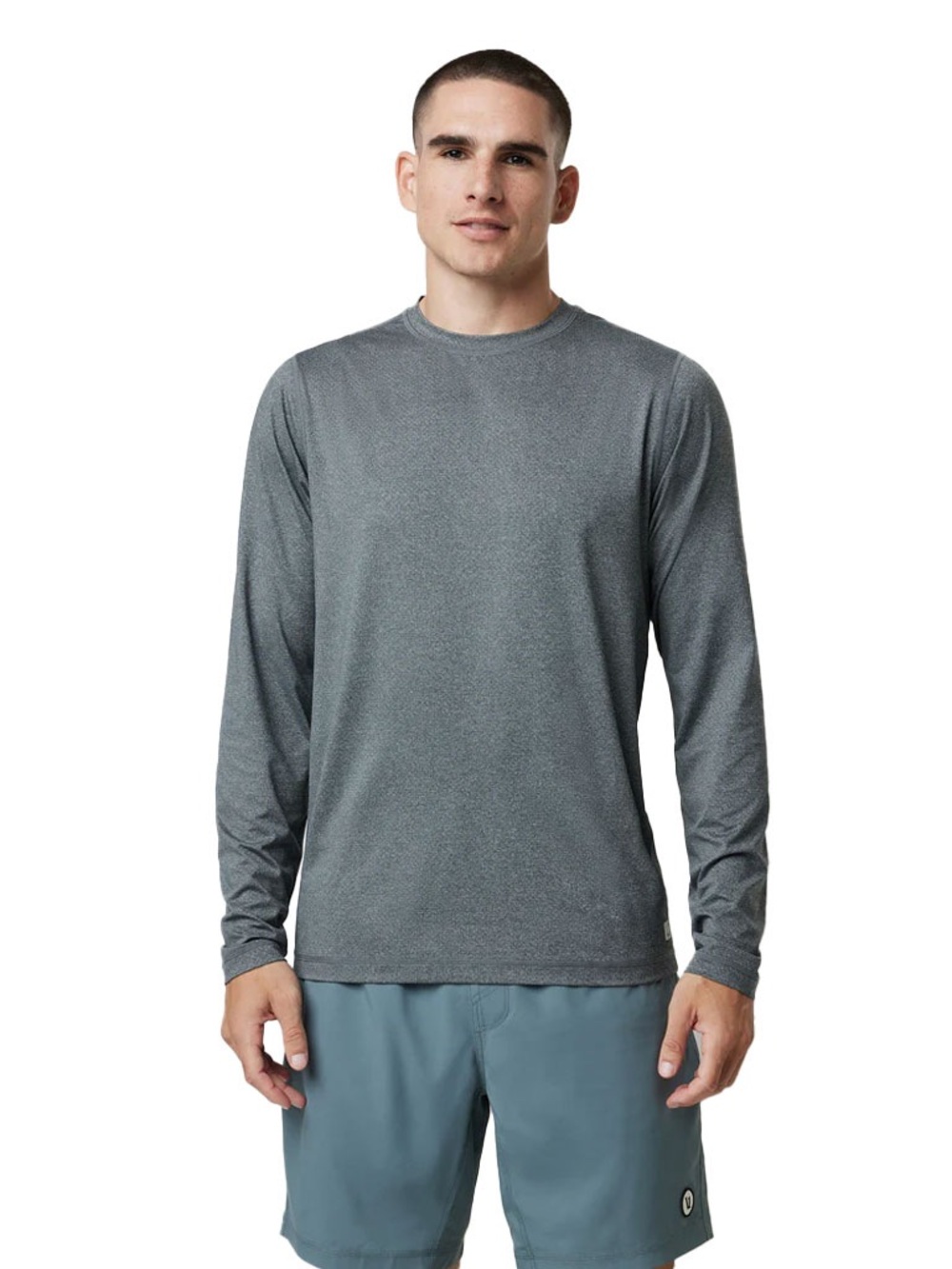 Vuori Men’s Tradewind Performance Long Sleeve Tee 2.0 In Heather Grey